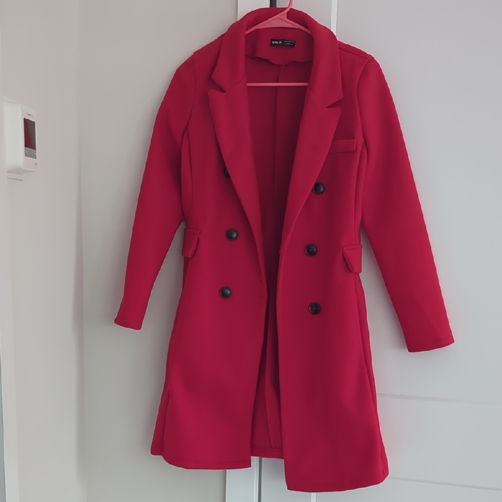 Red Double-Breasted Blazer/Peacoat